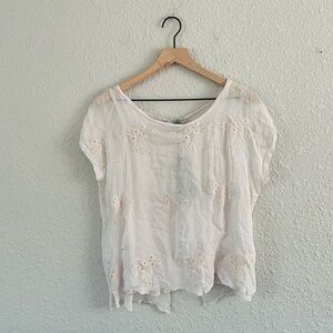 Made in Italy Silk Blend Eyelet Blouse